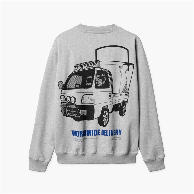 Woodbird Herre Cane Truck Crew Neck Sweatshirt Light Grey Melange