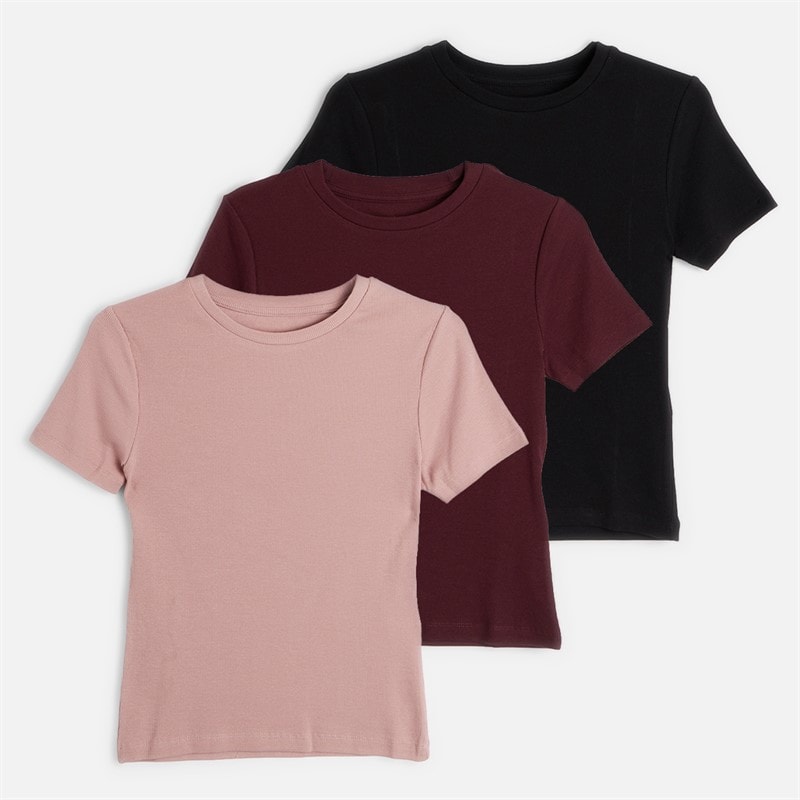JJ REBEL Dame Trepak Maya Rib T-shirts Fig/Woodrose/Sort
