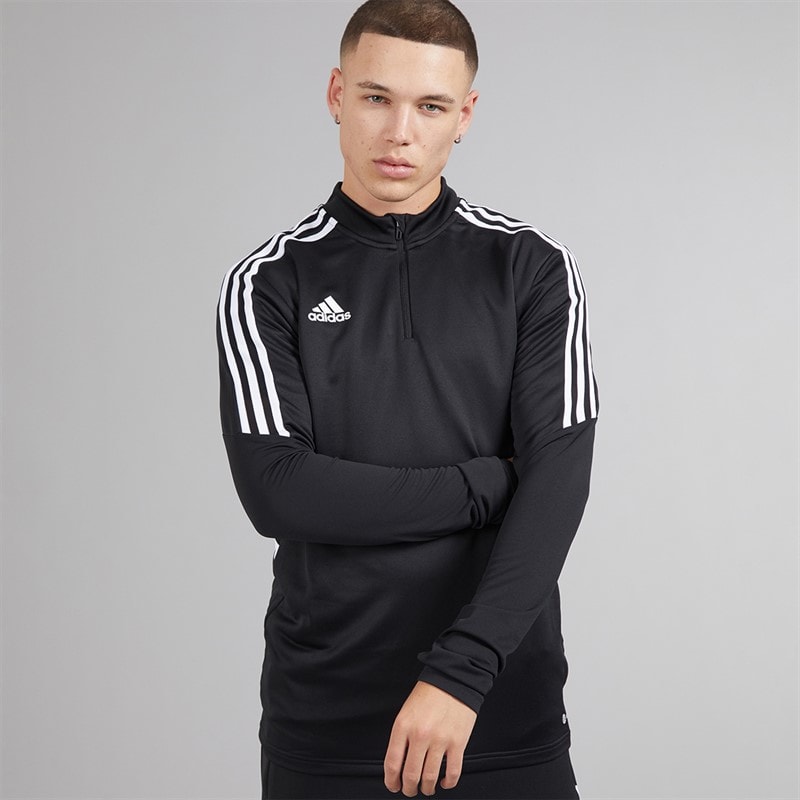 adidas Herre Condivo 22 1/4 lynlås træningstop Sort/Hvid