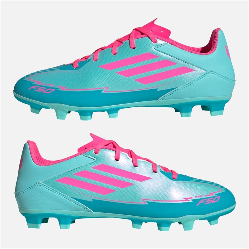 adidas Herre F50 Club Messi FG/MG Faste/Multi Jord Fodboldstøvler Flash Aqua/Lucid Pink/Lucid Cyan