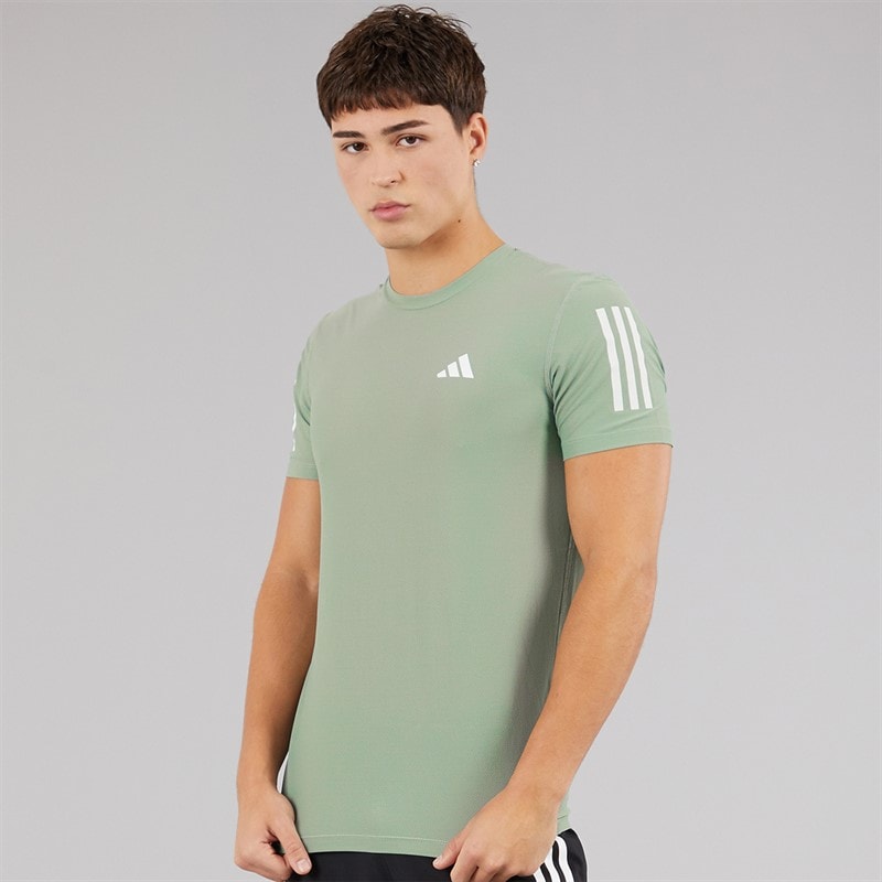 adidas Herre Own The Run Løbe T-shirt Silver Green