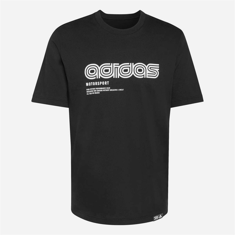 adidas Herre Motorsport Lineær Grafisk T Shirt Sort