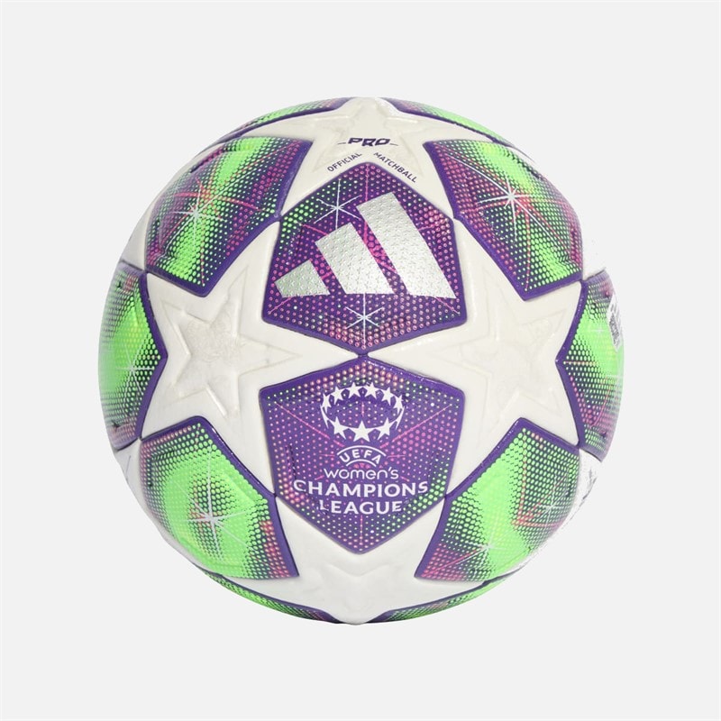 adidas Dame UEFA Champions League 25/26 Officiel Pro Match Fodbold (FIFA Kvalitet Pro Certificeret) Hvid/Shock Pink/Multi/Solar Yellow
