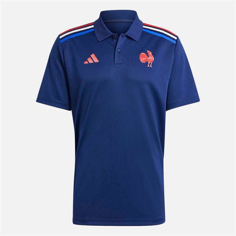 adidas Herre FFR Frankrig Rugby Hjemme Supporter Polo Shirt Dark Blue