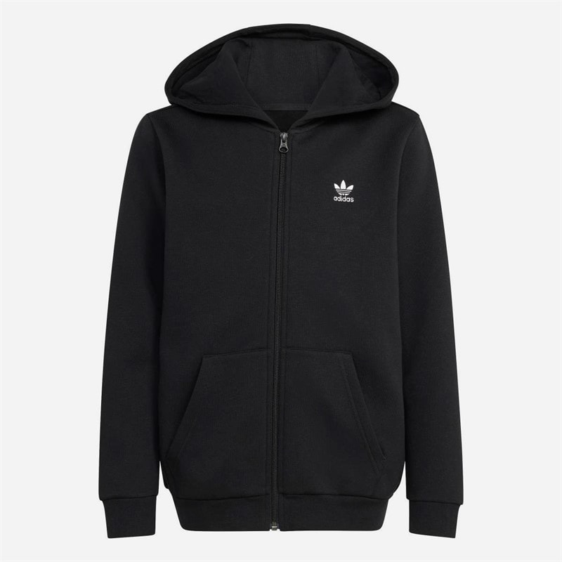 adidas Originals Junior Trefoil Løs Pasform Fuld Zip Hættetrøje Sort