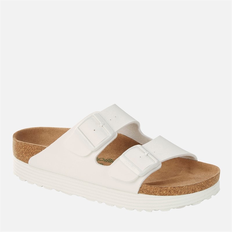 Birkenstock Dame Arizona Smal Pasvorm Dubbele Riem Sandalen Hvid