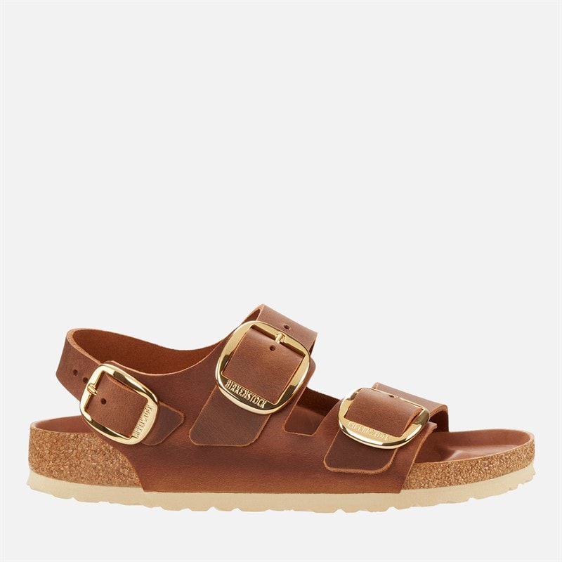 Birkenstock Damesandal med stort spænde Milano Kognak