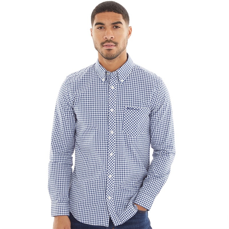 Ben Sherman Herre Gingham Langærmet shirts Blå Ternet