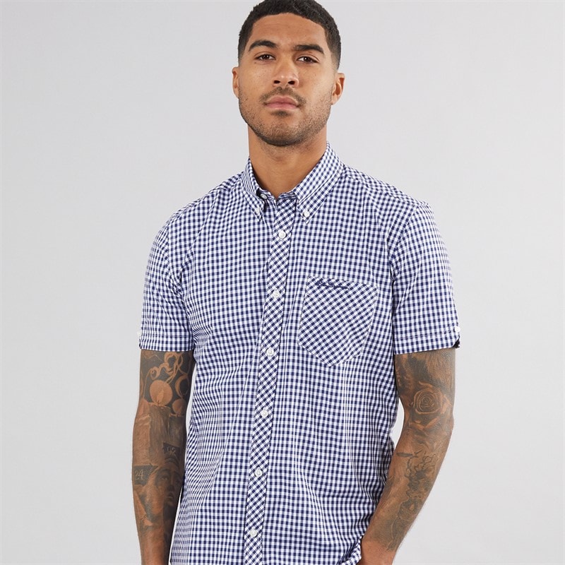 Ben Sherman Herre Skjorter med korte ærmer Mørk Blå