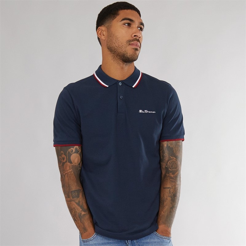 Ben Sherman Herre tværstribet polo skjorte Dark Navy