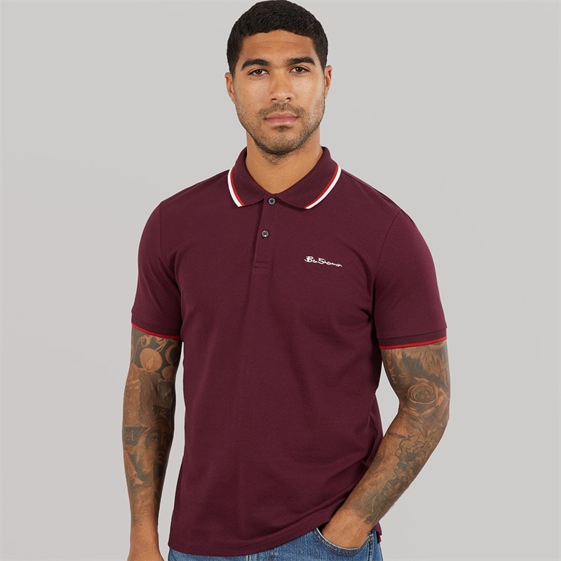 Ben Sherman Herre Signature Pique Polo Dark Wine