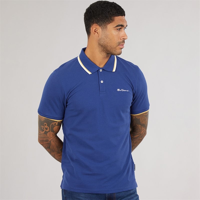 Ben Sherman Herre Signature Piqué Polo Shirt Persian Blue