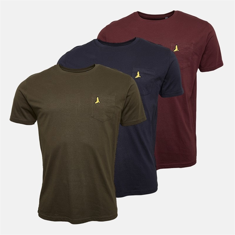 Brave Soul Herre T-shirts 3-pak Navy/Khaki/Burgundy