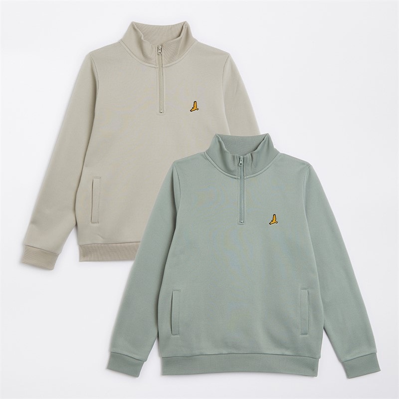 Brave Soul Drenge To Pak Kvart Lynlås Sweatshirts Mineral Grøn / Lys Sten