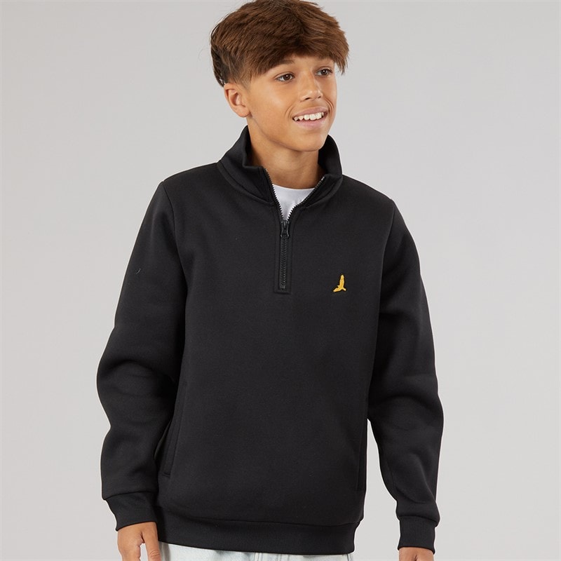 Brave Soul Drenge Idaho Quarter Zip Sweatshirt Sort