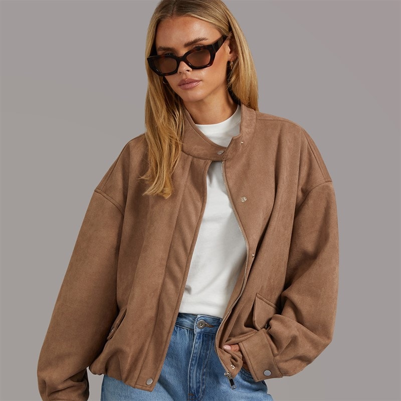 Brave Soul Dame Lenora Kunst suede Jakke Taupe