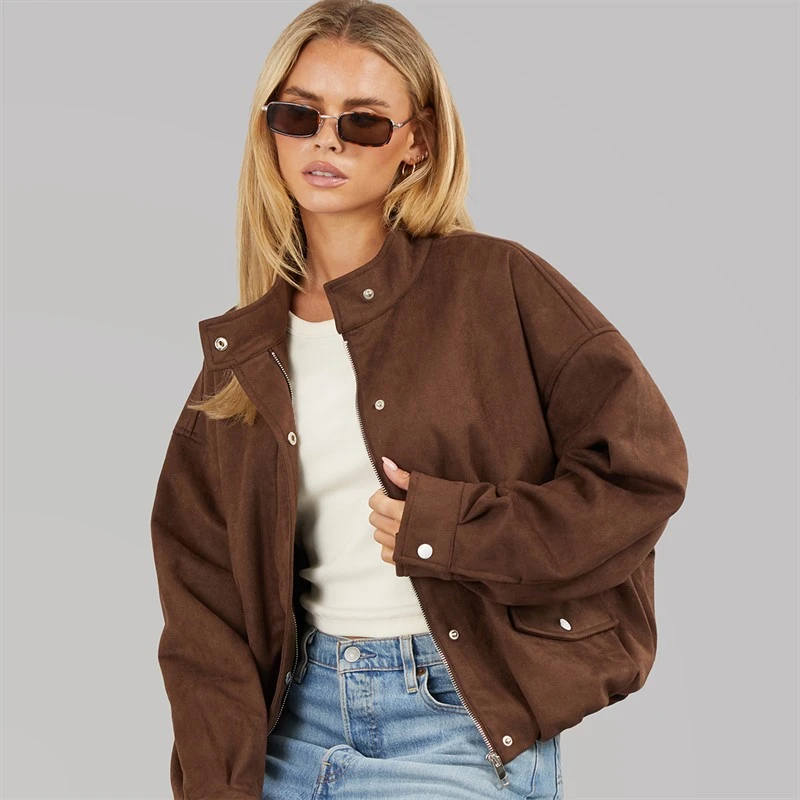 Brave Soul Dame Lenora Kunst suede Jakke Chocolate