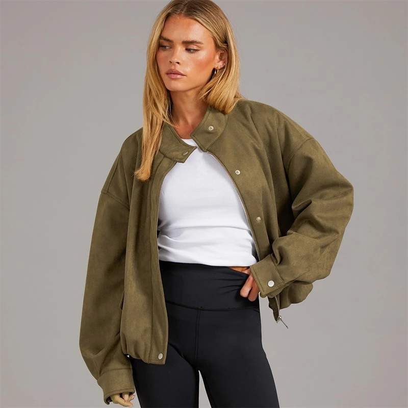 Brave Soul Dame Lenora Kunst suede Jakke Khaki