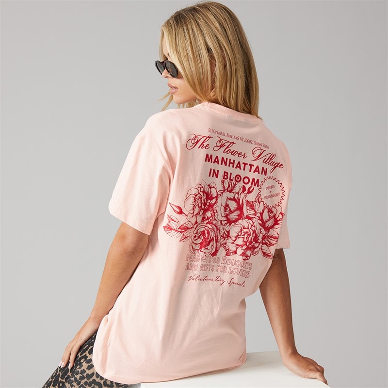 Brave Soul Dame Bloom T-shirt Lyserød/Red Body/Print