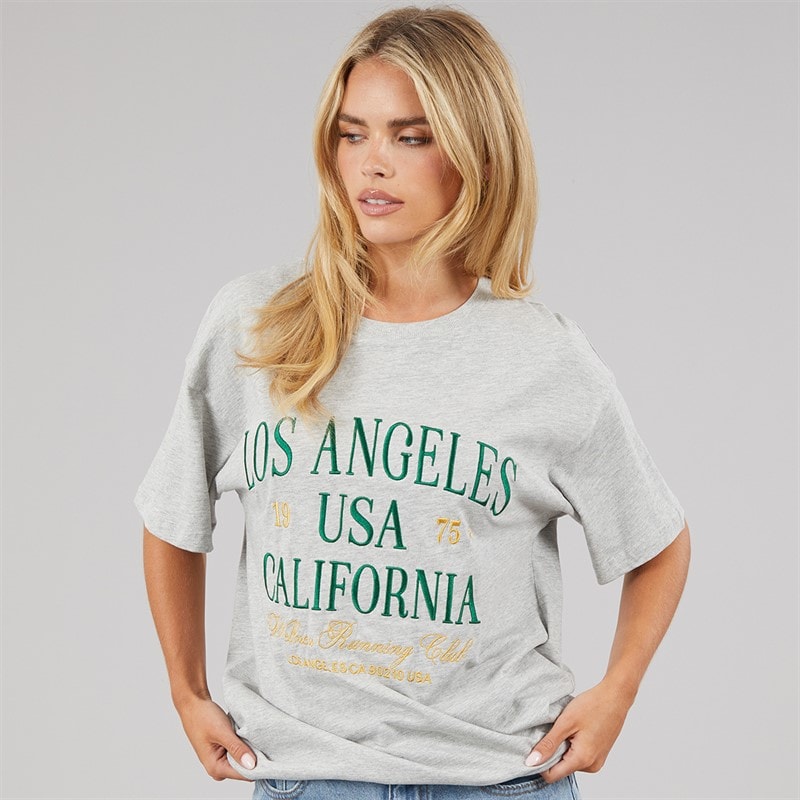 Brave Soul Dame Los Angeles T-shirt Grey Marl/Grøn/Gold