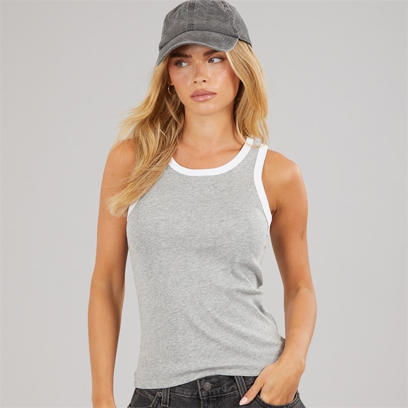 Brave Soul Dame Lucie Kontrast Vest Grey Marl/Hvid