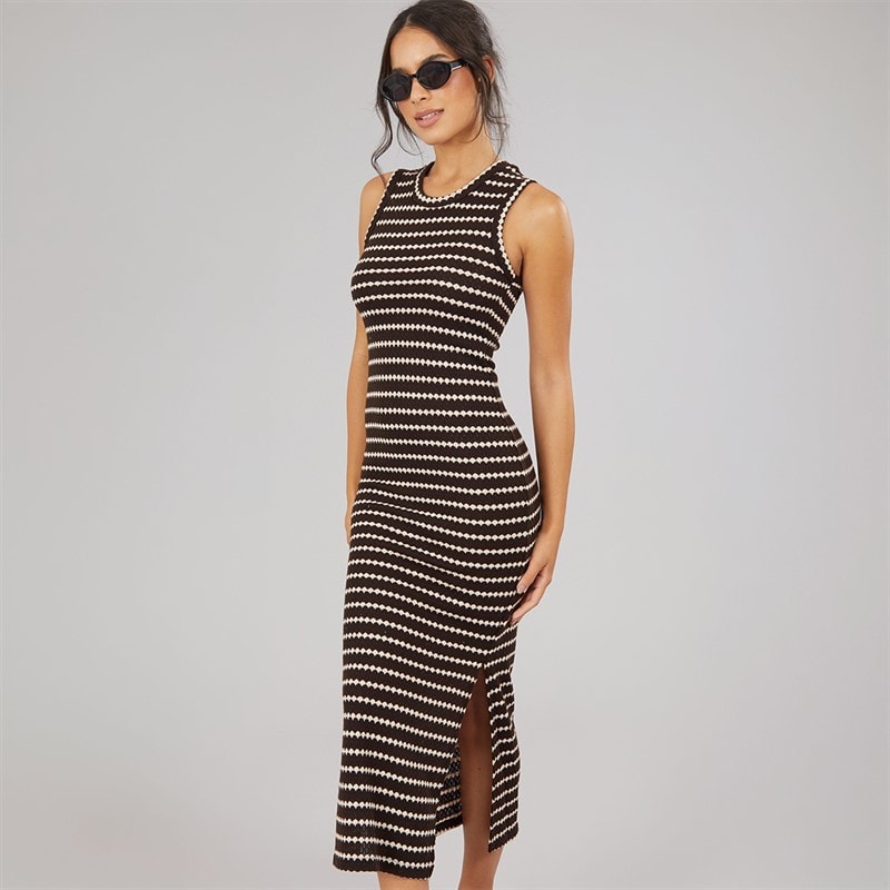 Brave Soul Dame Lynus Tekstureret Maxi Kjole Brun/Cream