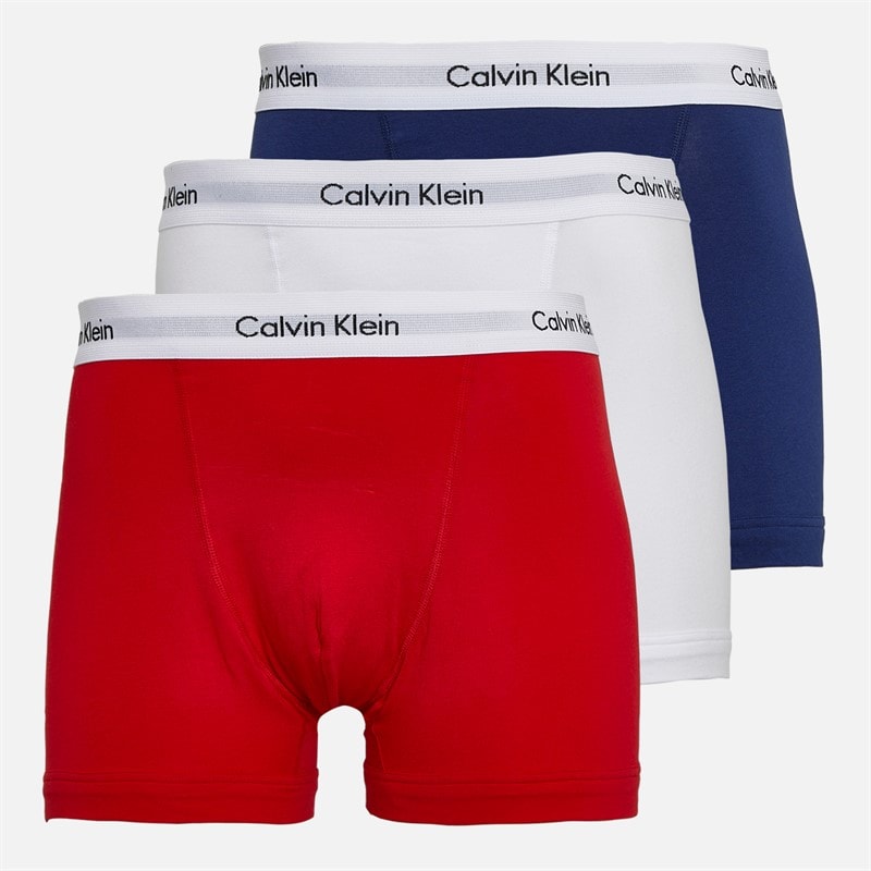 Calvin Klein Herre bomuld stretch tre boxer pak underbukser Hvid/Rød