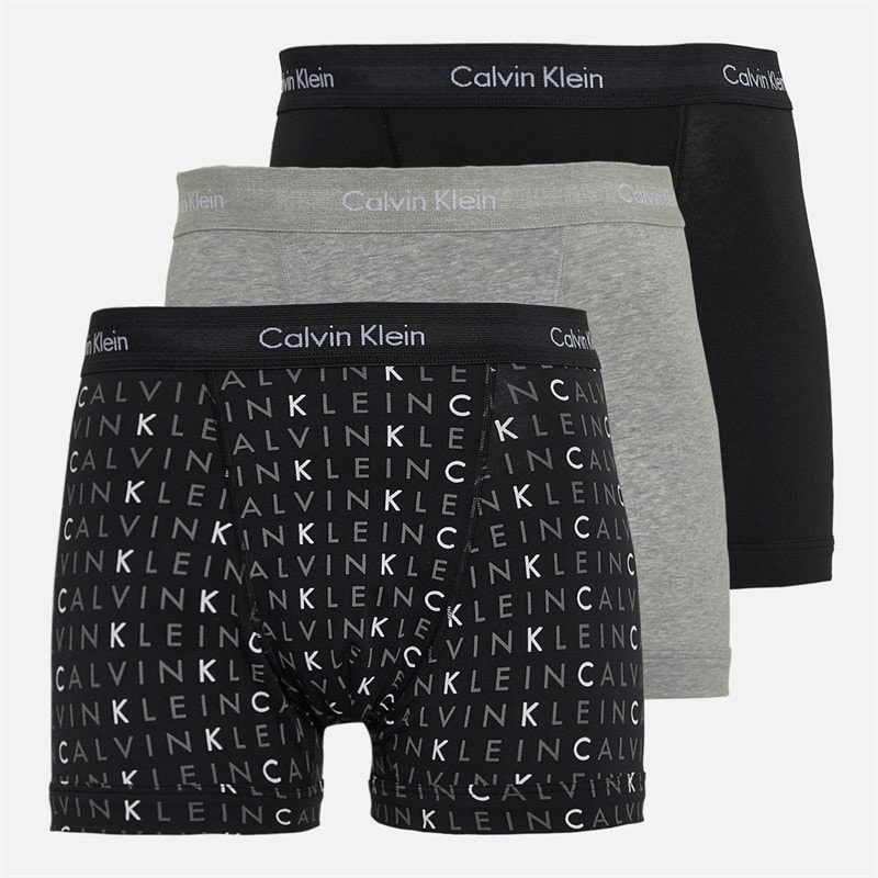 Calvin Klein Herre Bomuld Stretch Tre Pak Boxer Trusser Sort/Grey Heather/Subdued Logo