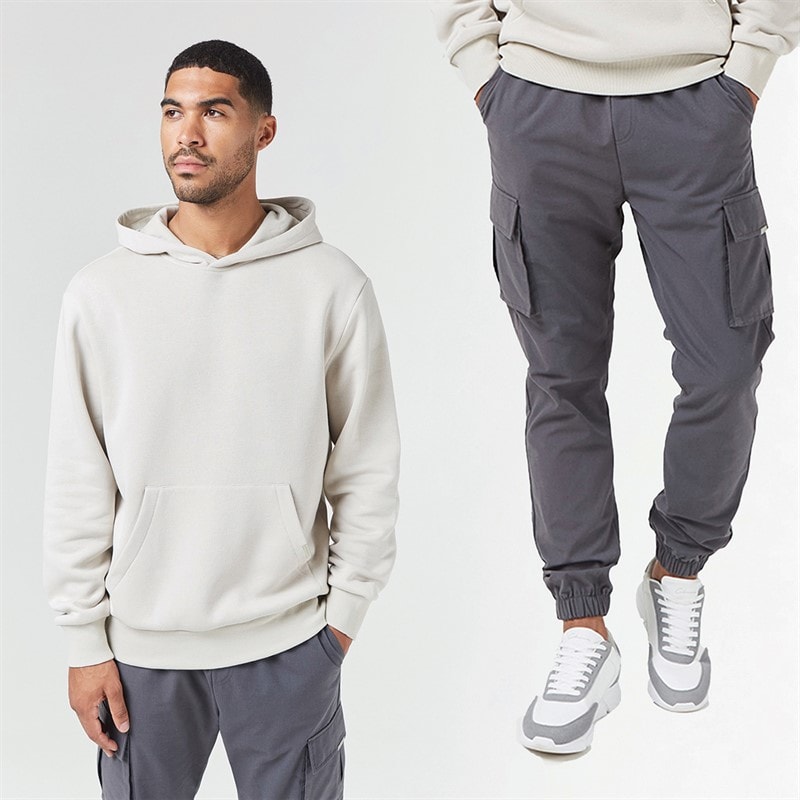 Closure London Herre Hoodie Og Cargo Bukser Sæt Sten/Antracit
