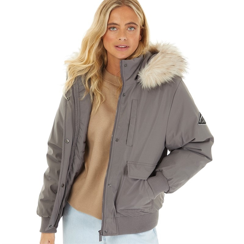 Closure London Dame Cropped Fur Parka Grå