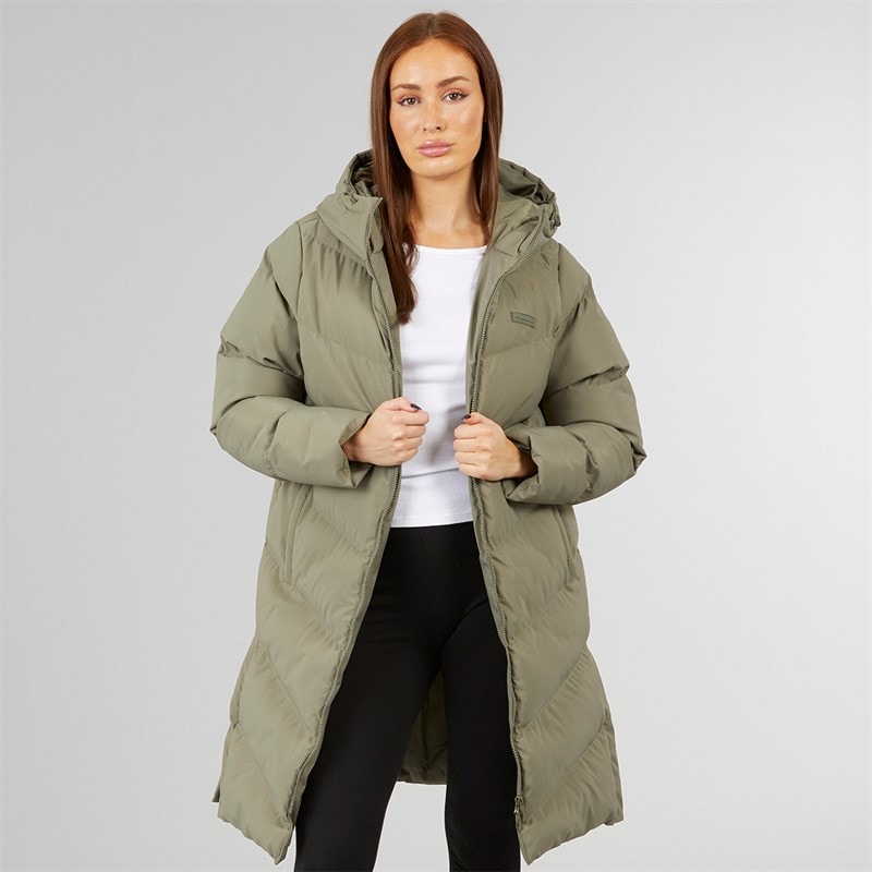 Closure London Dame lang split zoom puffer jakke Olive