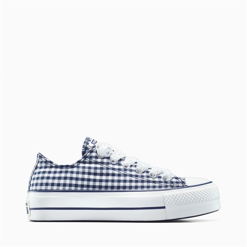 Converse Dame Chuck Taylor All Star Lift Platform Ox Gingham Sneakers Obsidian/Hvid/Vintage Hvid