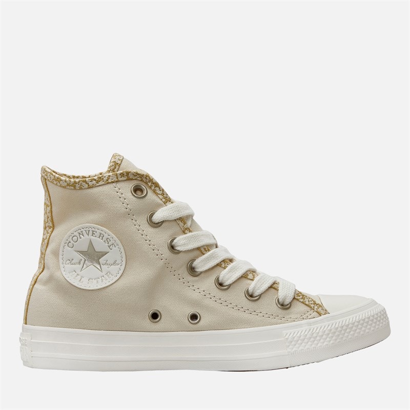 Converse Dame Chuck Taylor All Star Hi Leopard Træningssko Natural Ivory/Light Gold/Egret