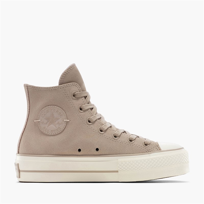Converse Dame Chuck Taylor All Star Hi Lift Platform Suede Sneakers Papyrus/Papyrus/Egret