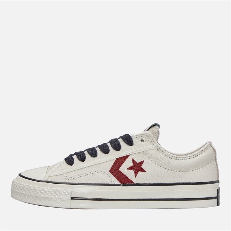Converse Star Player 76 Læder + Ruskind Træningssko Egret/Egret/Park Red