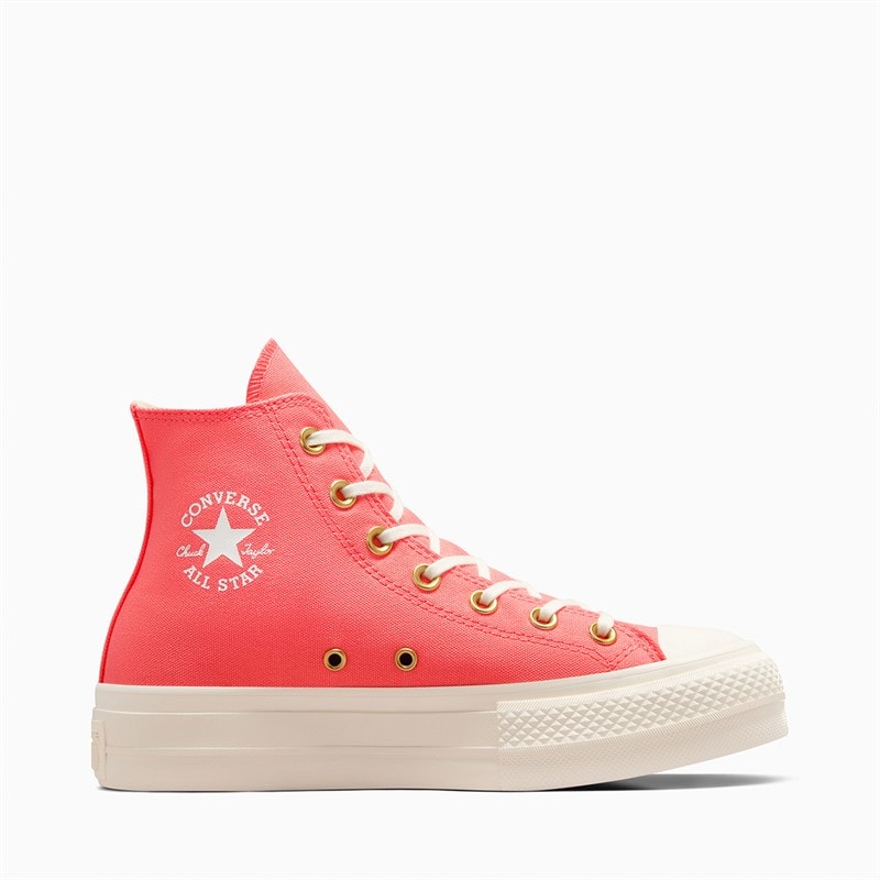 Converse Dame Chuck Taylor All Star Hi Lift Platform Sko Watermelon Slushy/Egret/Hvid