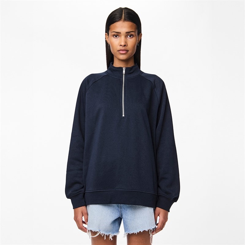 Pieces Dame Chilli Halv lynlås sweatshirt Sky Captain