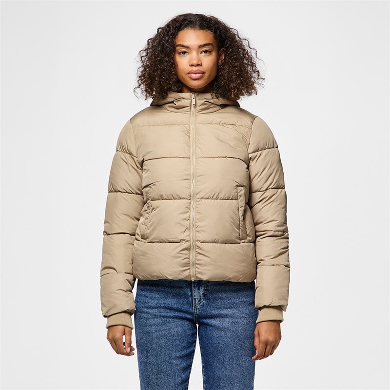 Pieces Dame Janni Kort Puf Jakke Silver Mink