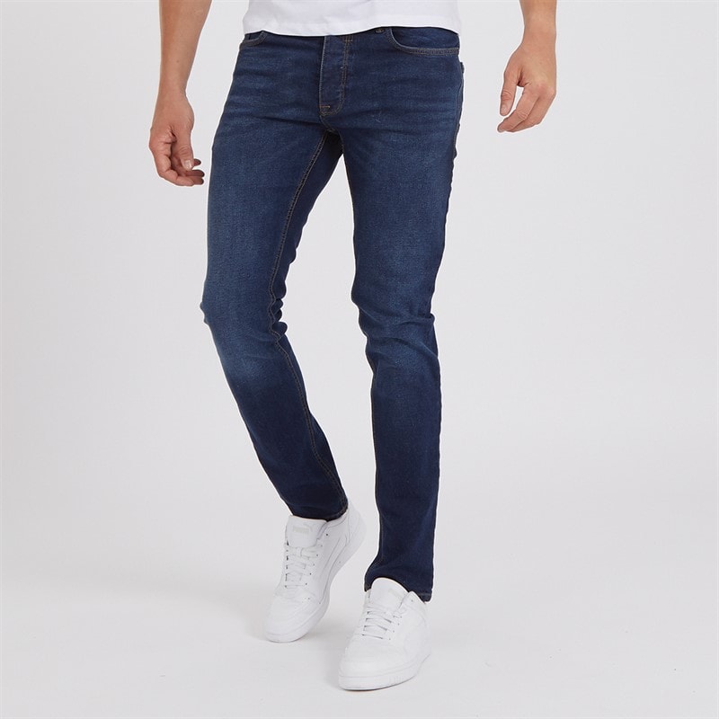 Crosshatch Herre Buraca Slim Fit Jeans Mørk Vask