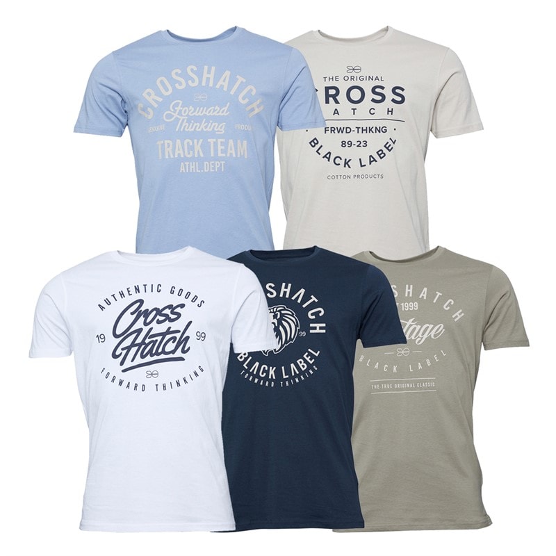 Crosshatch Mænd Fellmire Fem-pak T-shirts Assorterede