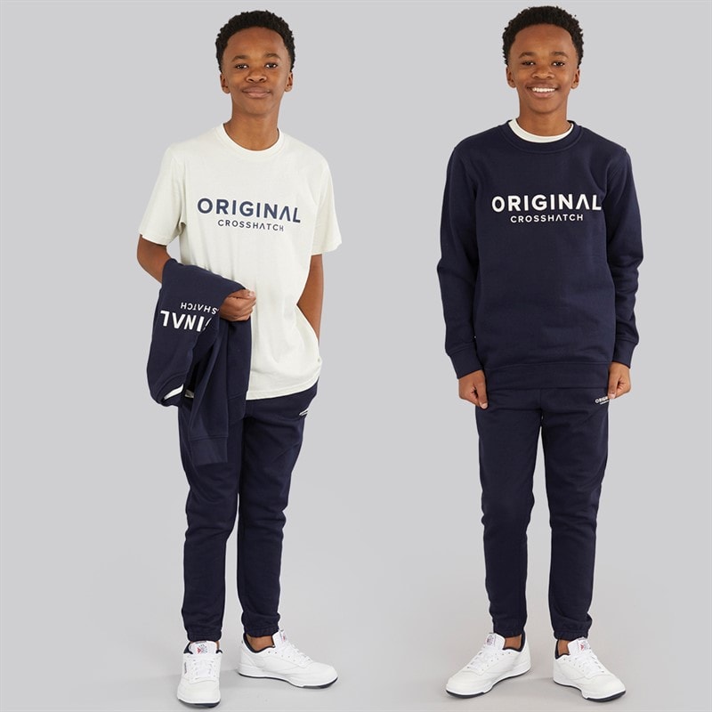 Crosshatch Drenge Fire Dele Hættetrøje Sweatshirt T-shirt Og Joggingbukser Sæt Navy/Off White