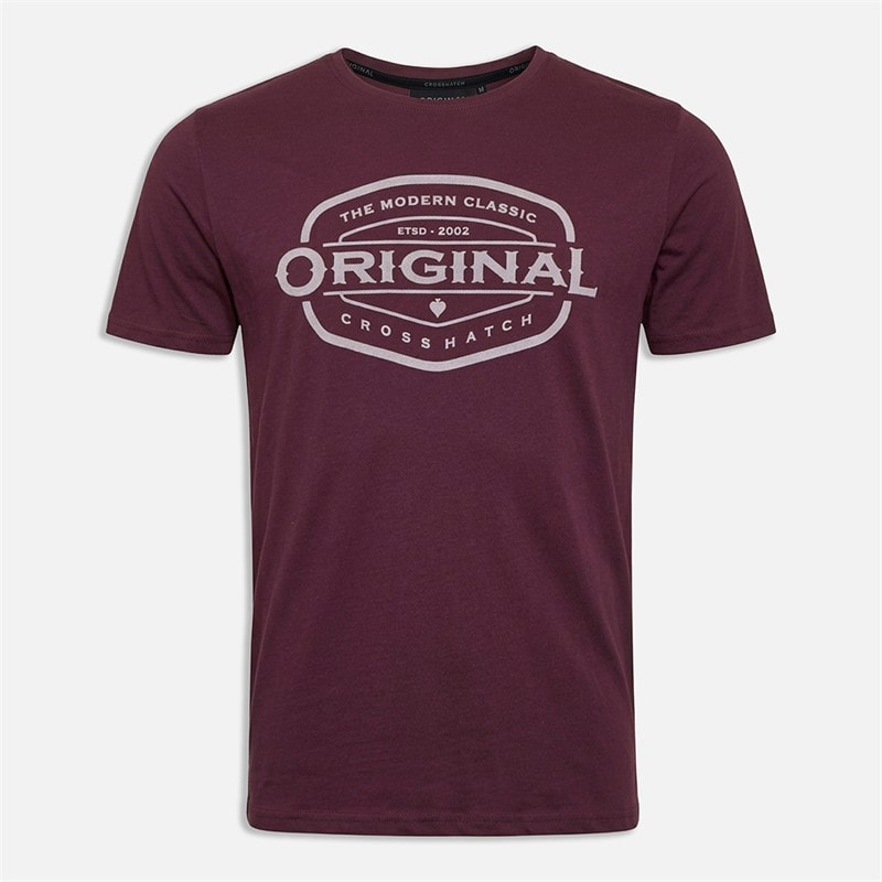 Crosshatch Herre Traptons T Shirt Rosinen