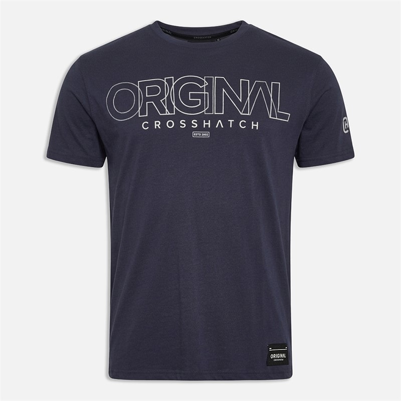 Crosshatch Herre Carrimoore T shirt Marineblå