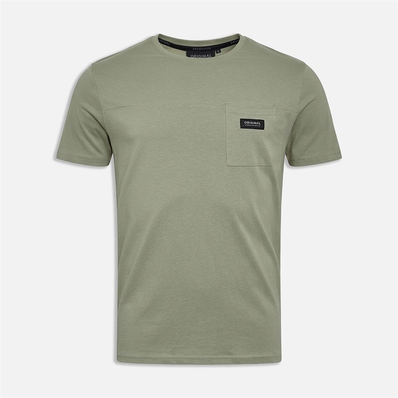 Crosshatch Herre Backdrafts T Shirt Lys oliven