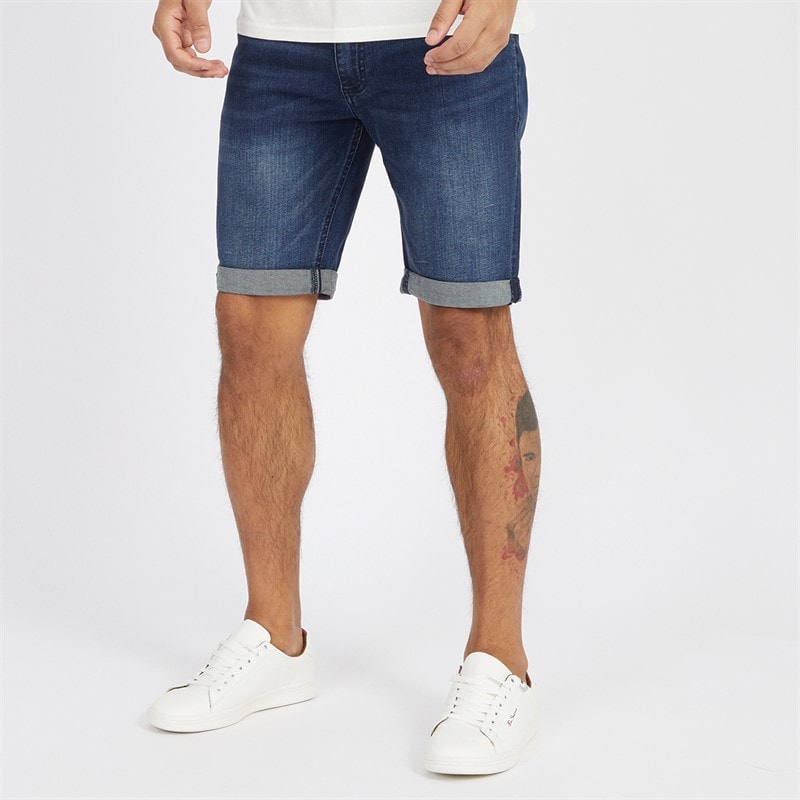Duck And Cover Herre Zeki Denim Shorts Mørk Vask