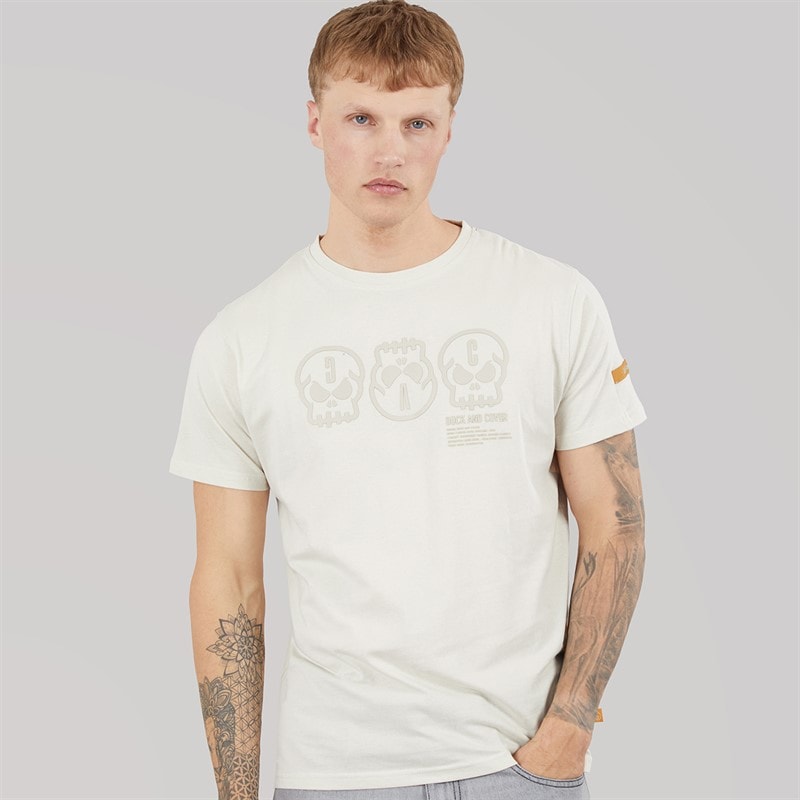 Duck and Cover Herre Deltamans Carbon T Shirt Lys sten