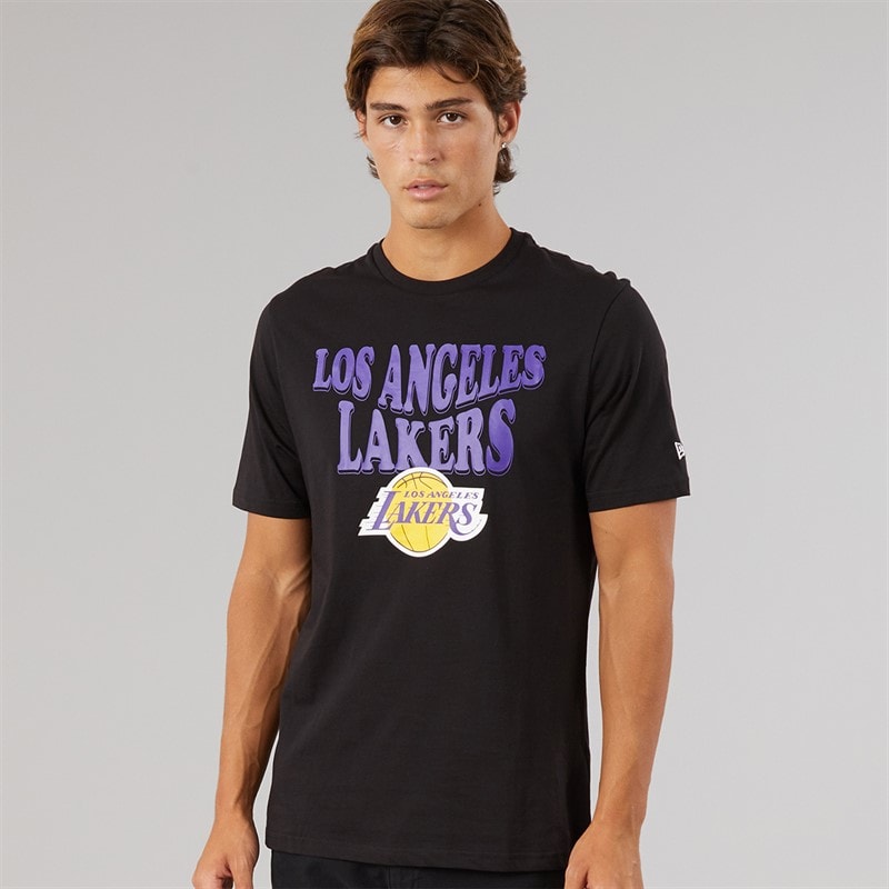 New Era Herre NBA Script Grafik Los Angeles Lakers T-shirt Sort Blk