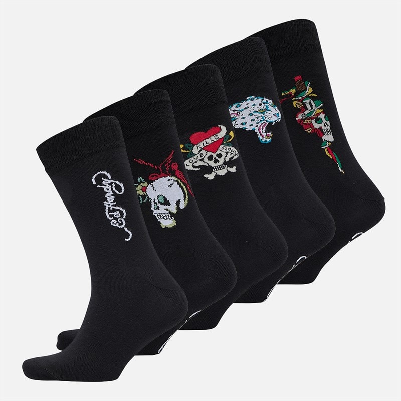 Ed Hardy Herre Egerton Fem Pak Kjole Sokker Sort