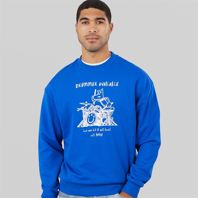 HUGO Herre Namenex Sweatshirt Open Blue