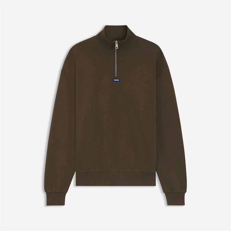 HUGO Herre Neeler Halv lynlås sweatshirt Mørkebrun